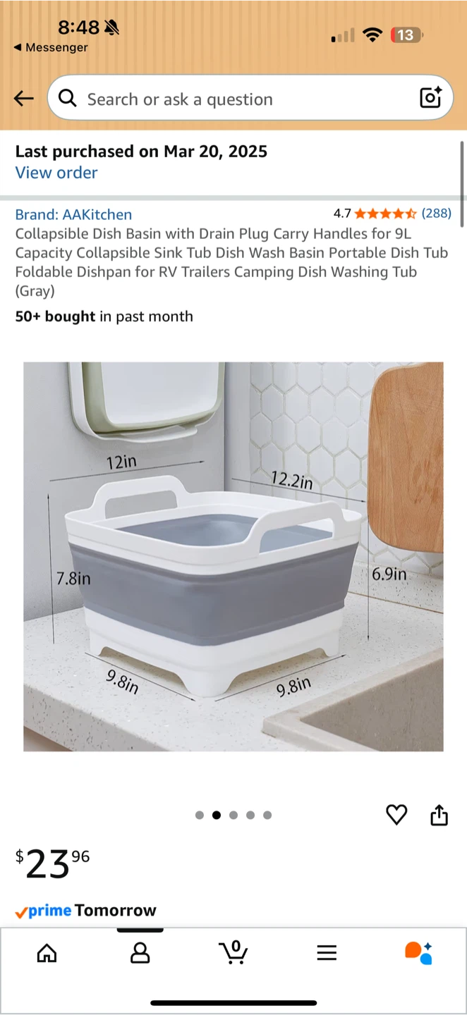 AAKitchen Collapsible Dish Basin with Drain Plug - Gray
