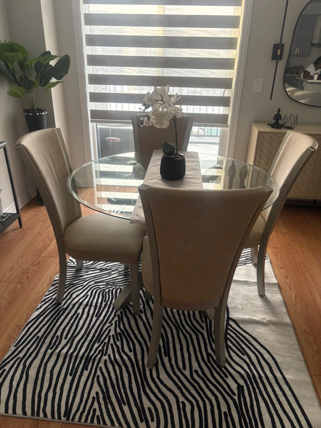 Glass Top Dining Table with 4 Chairs