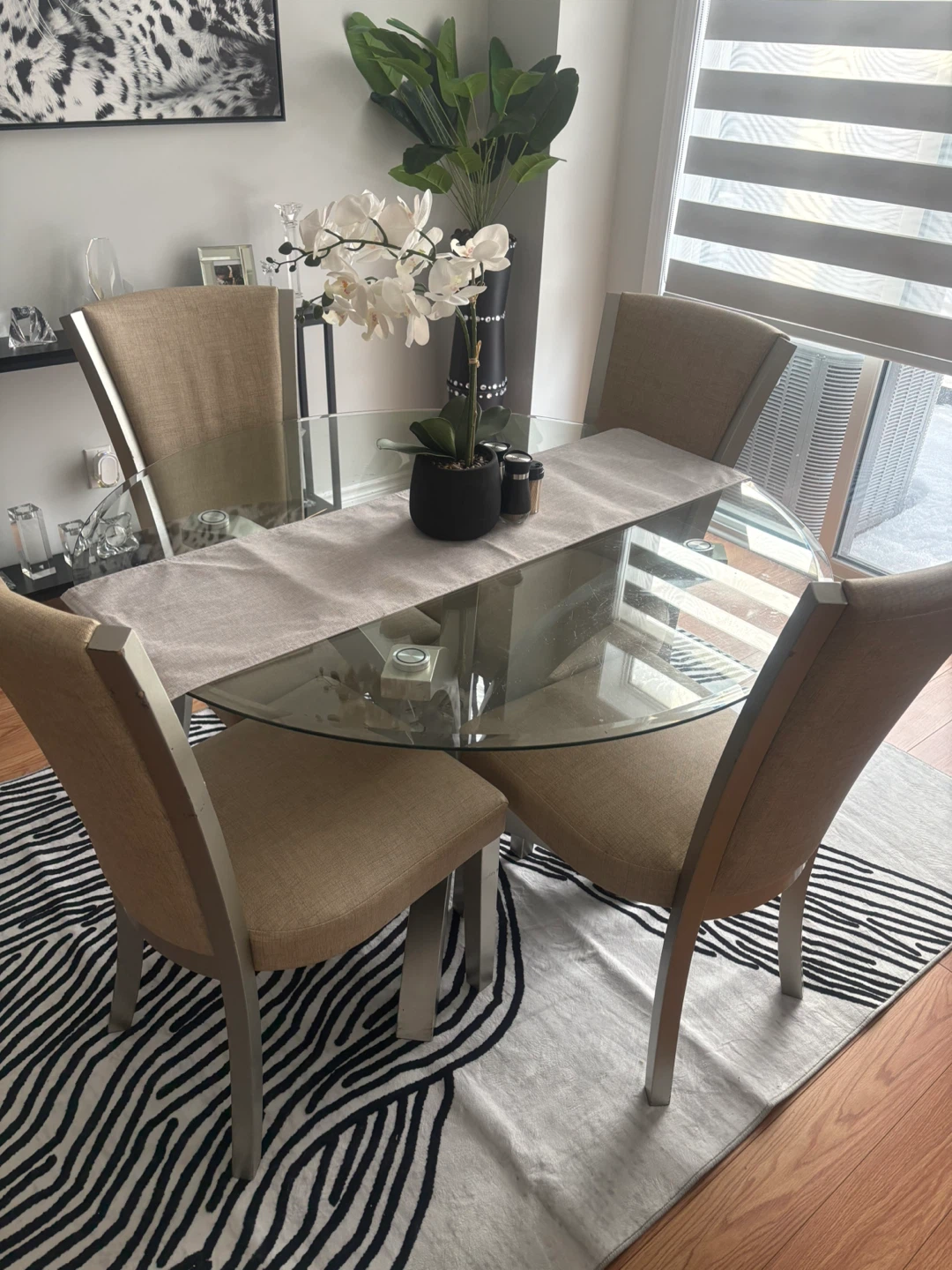 Glass Top Dining Table with 4 Chairs - photo 3
