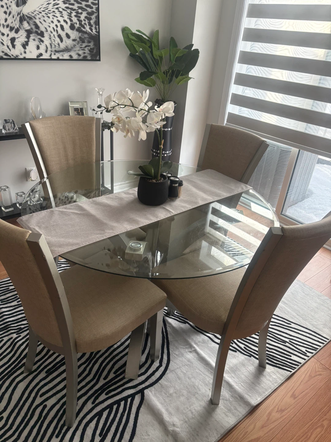 Glass Top Dining Table with 4 Chairs - photo 2