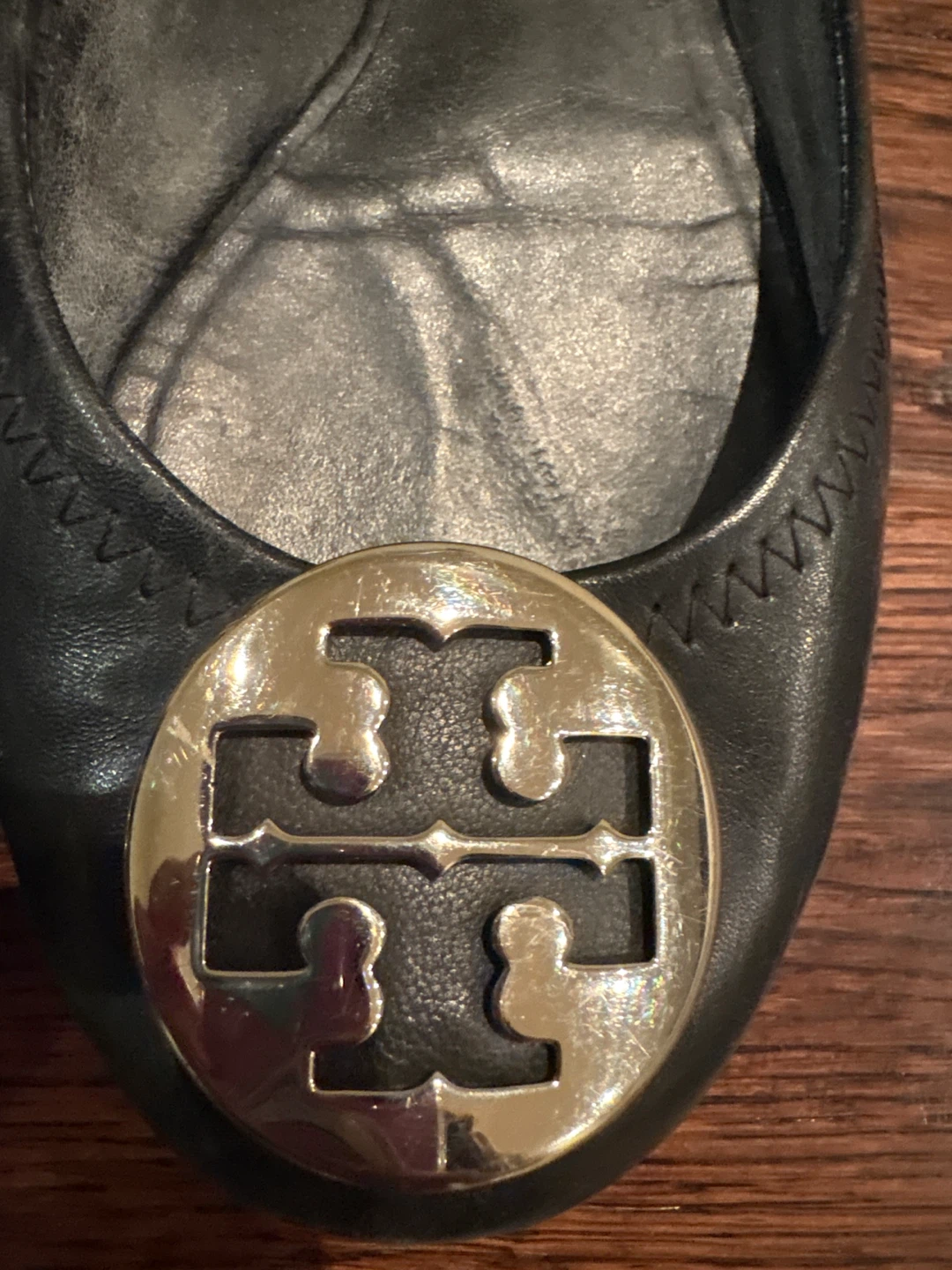 Tory Burch Black Leather Ballet Flats - photo 2