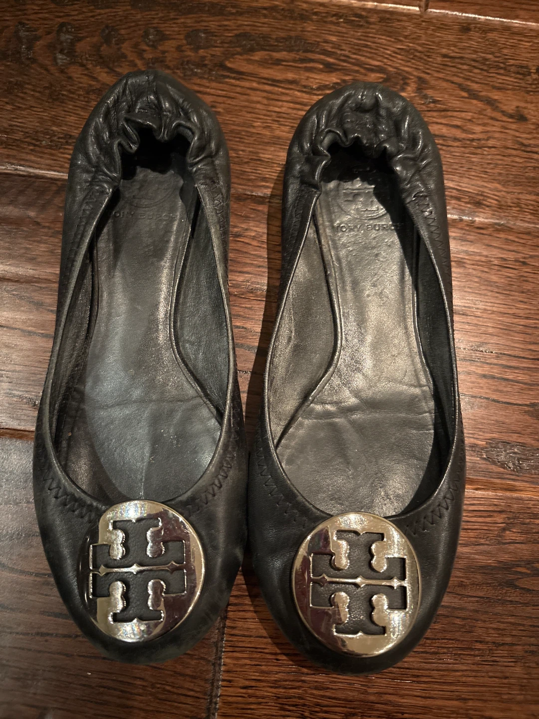 Tory Burch Black Leather Ballet Flats