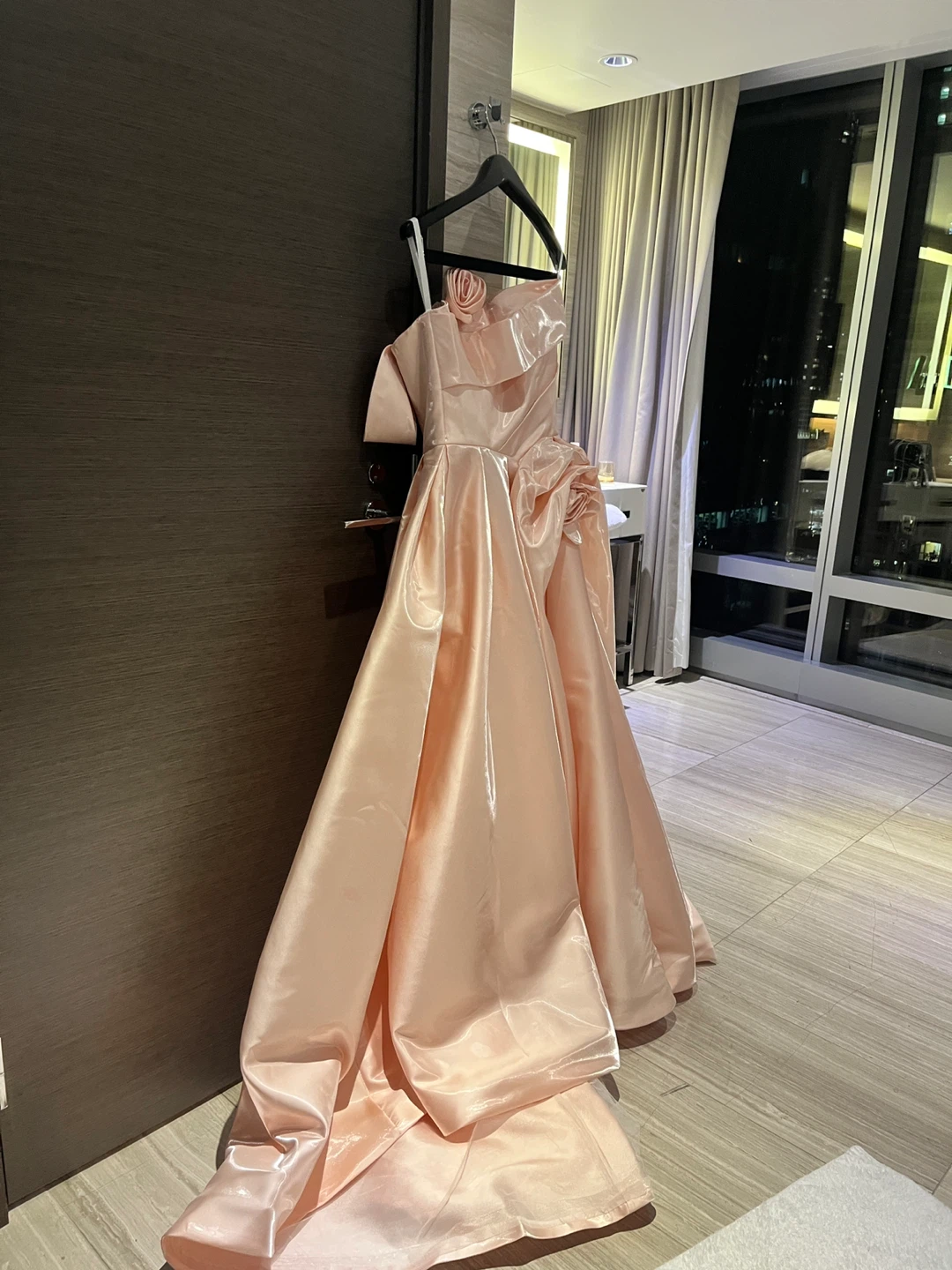 Pink Satin Ball Gown prom dress