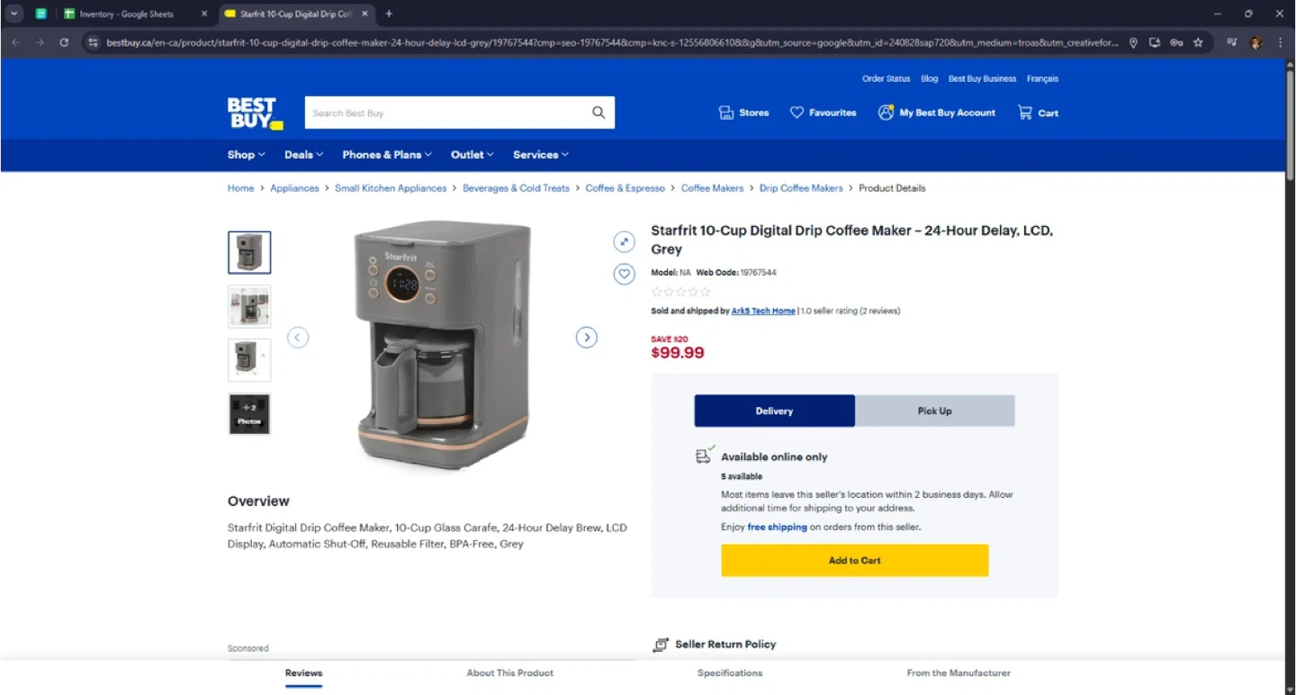 Starfrit 10-Cup Digital Drip Coffee Maker - Grey - photo 2