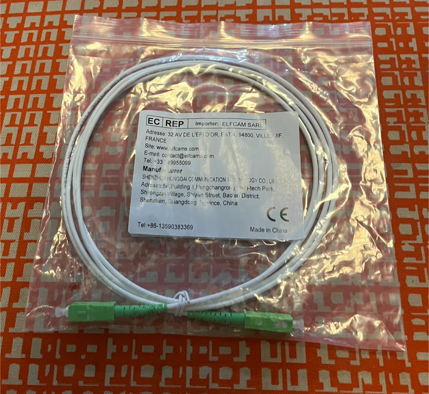 ELF CAM Fiber Optic Cable 2M SC/APC to SC/APC White - photo 2