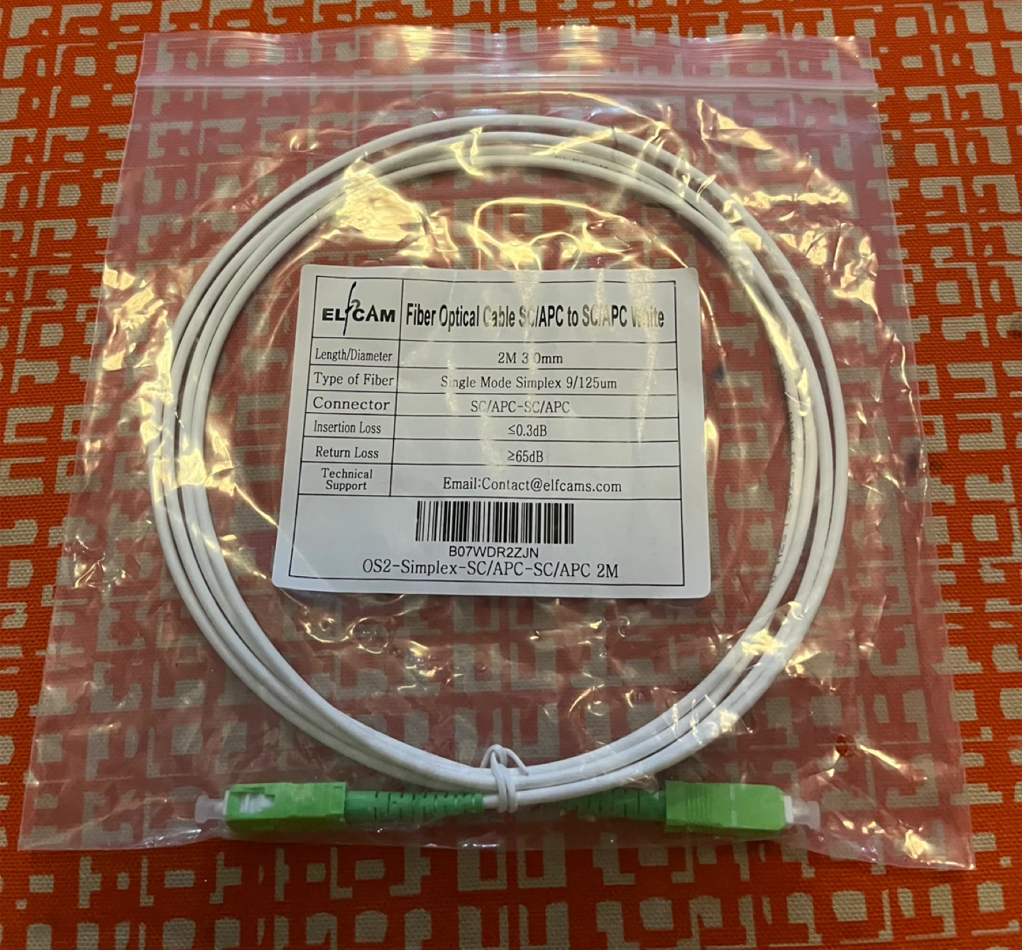 ELF CAM Fiber Optic Cable 2M SC/APC to SC/APC White