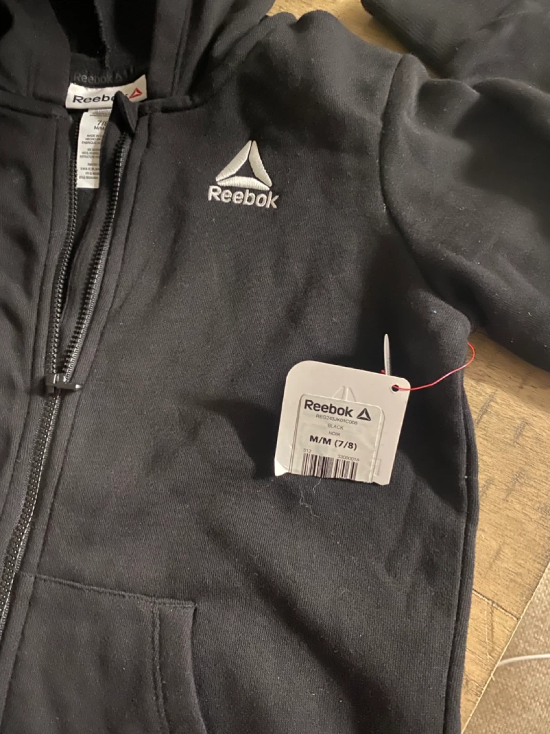 Black Reebok Zip-Up Hoodie