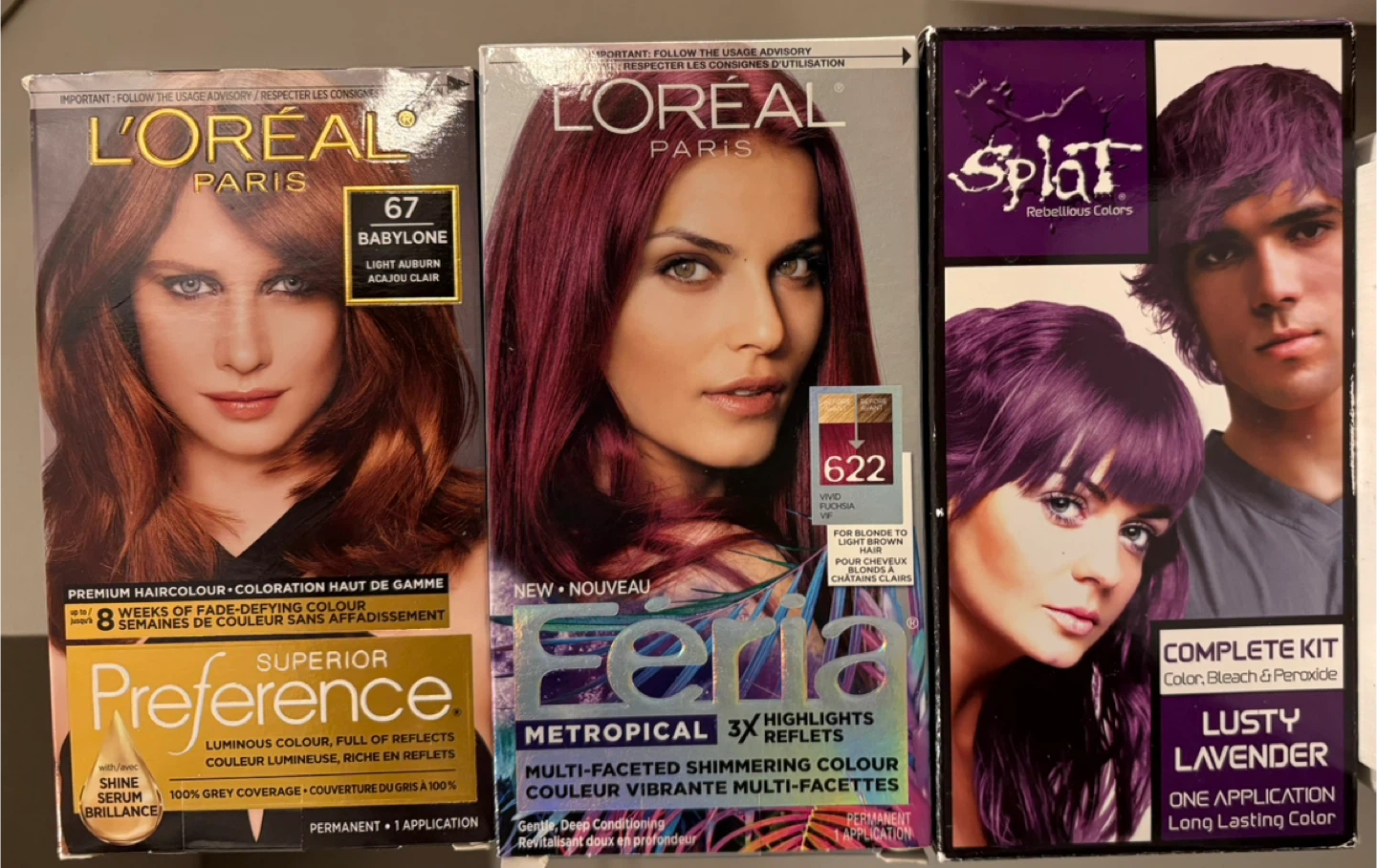 🧡Light Auburn, Vivid Fushia, Lusty Lavender Hair Color