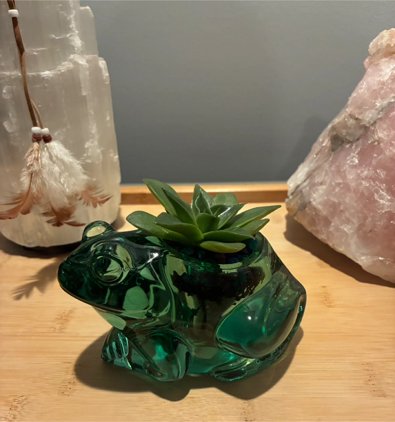 Green Glass Frog Succulent Planter - photo 3