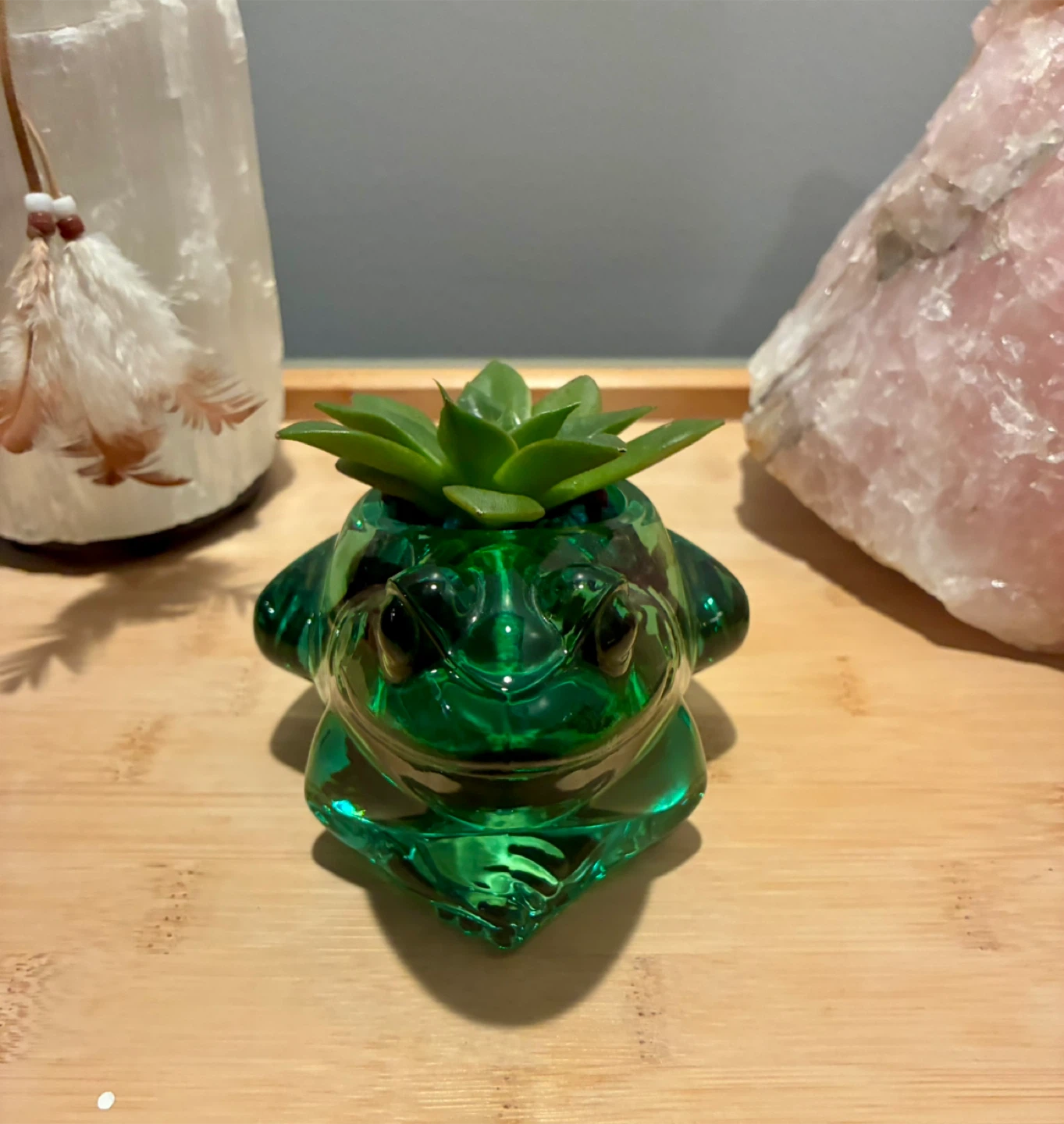 Green Glass Frog Succulent Planter - photo 2