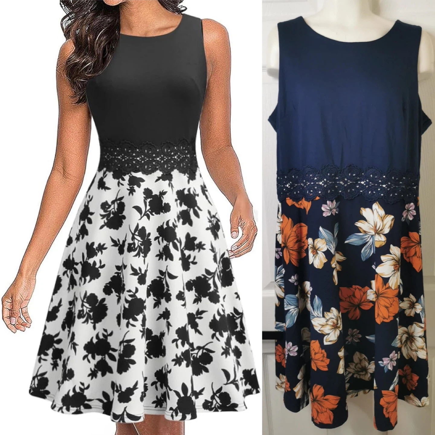 NEW! OWIN Women's Vintage Floral Lace Dress - XL