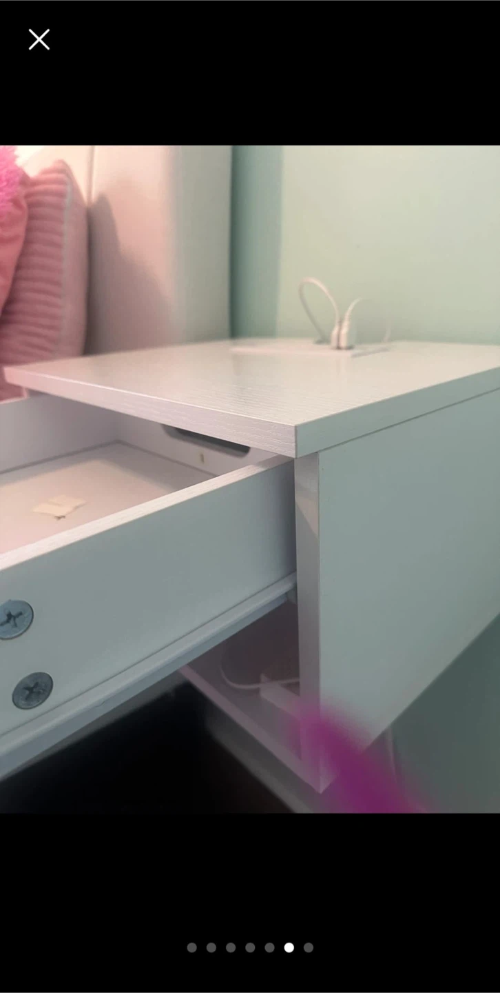 White Nightstand with Drawer and LED Lighting - photo 4