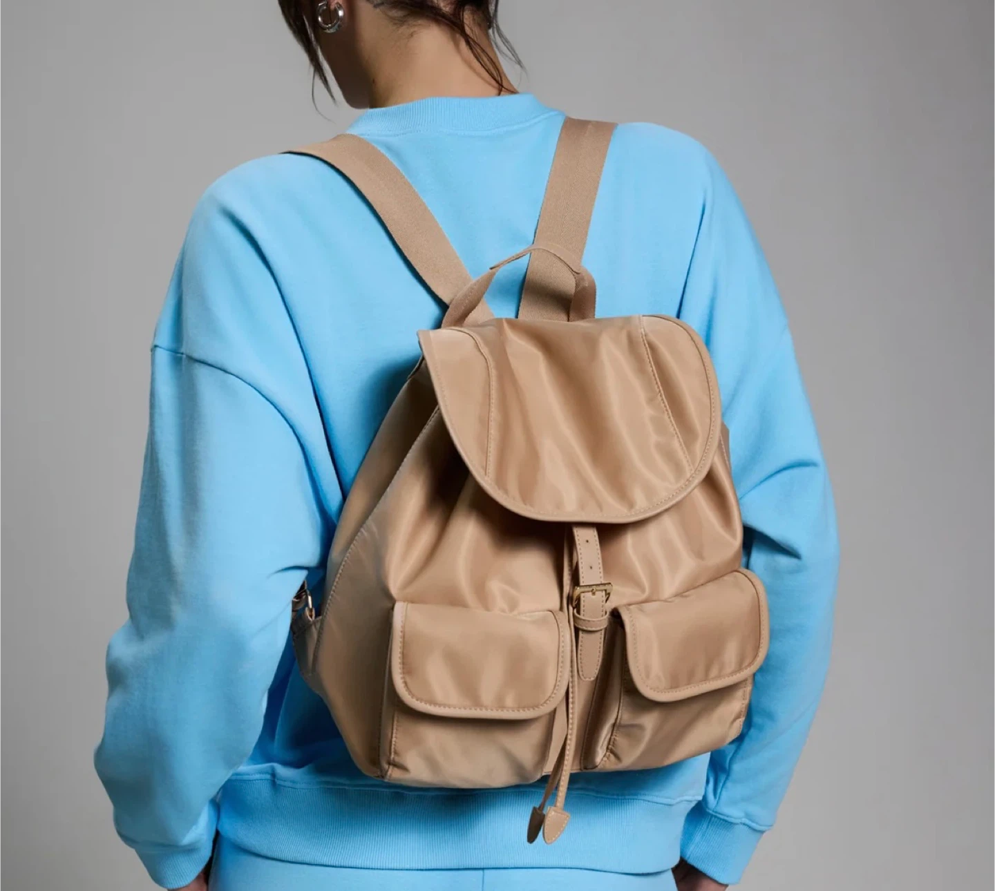 🧡Tan Nylon Backpack with Buckle Closure - photo 2