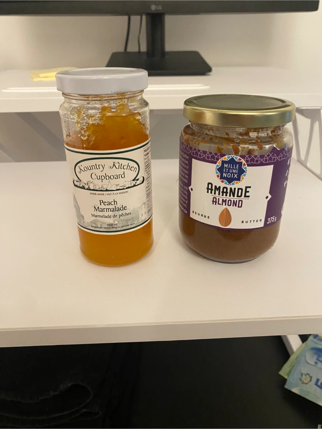 Free almond butter and peach marmalade