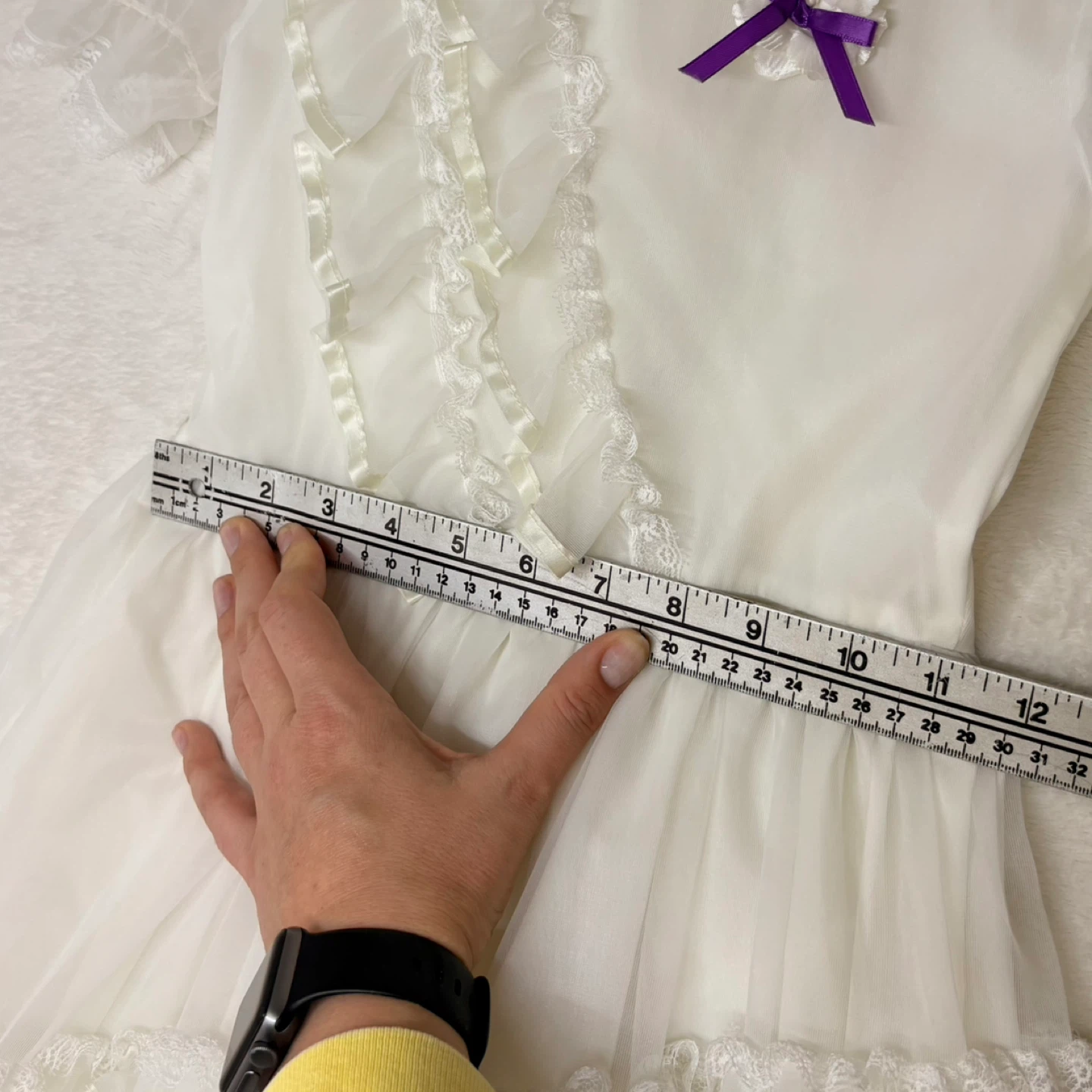 Vintage BBR White Ruffle Flower Girl Dress Purple Accents Size 6 - photo 5