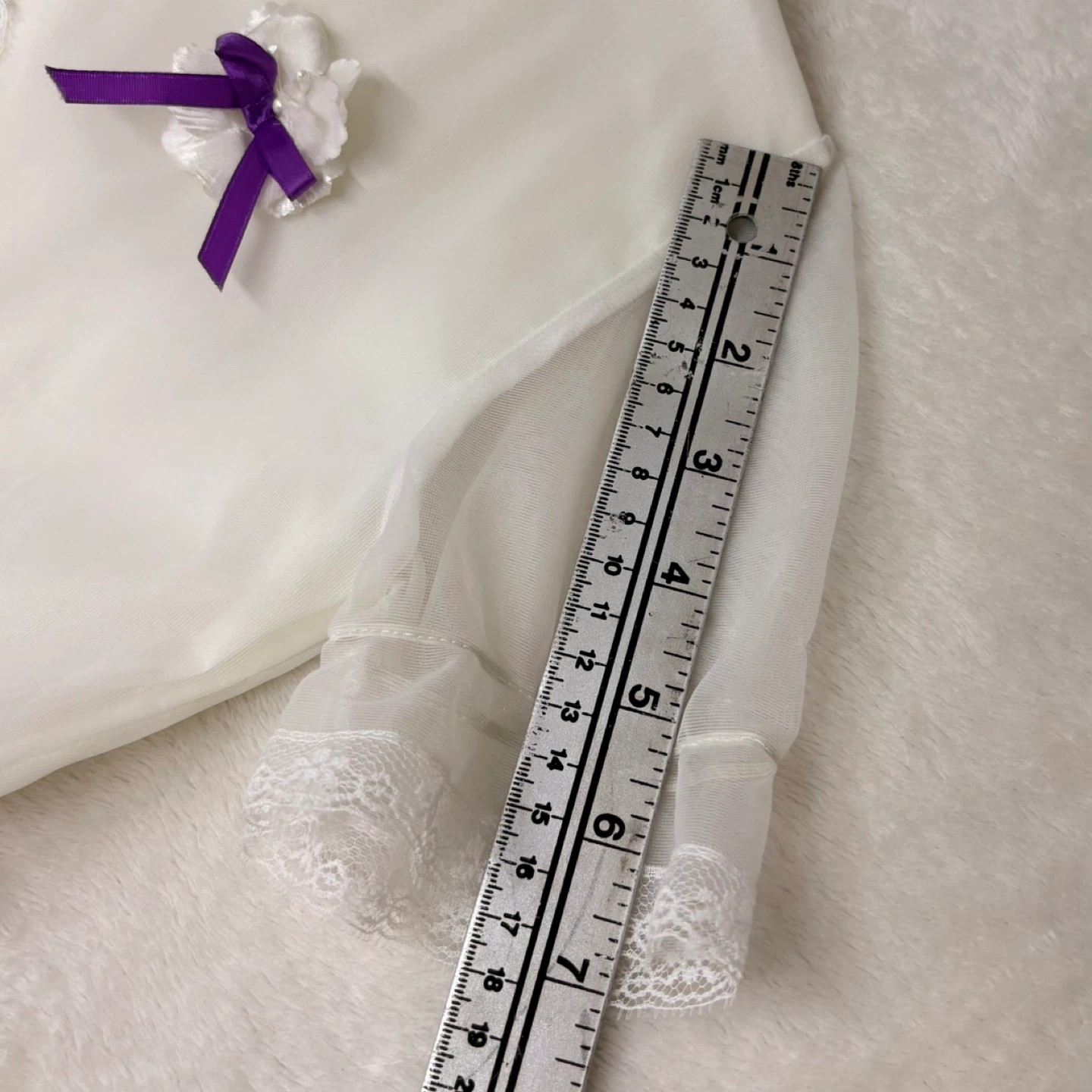 Vintage BBR White Ruffle Flower Girl Dress Purple Accents Size 6 - photo 4