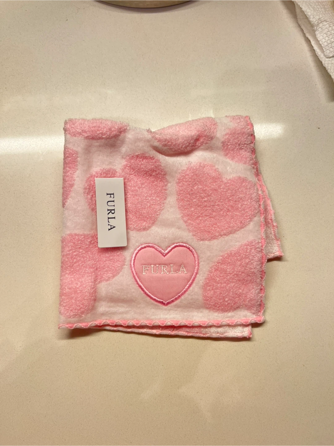 Furla Pink Heart Hand Towel