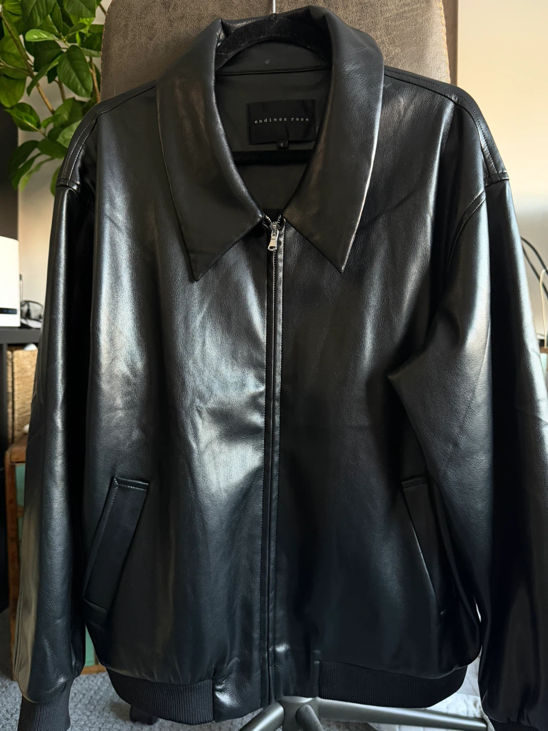 Endless Rose Faux Leather Bomber Jacket