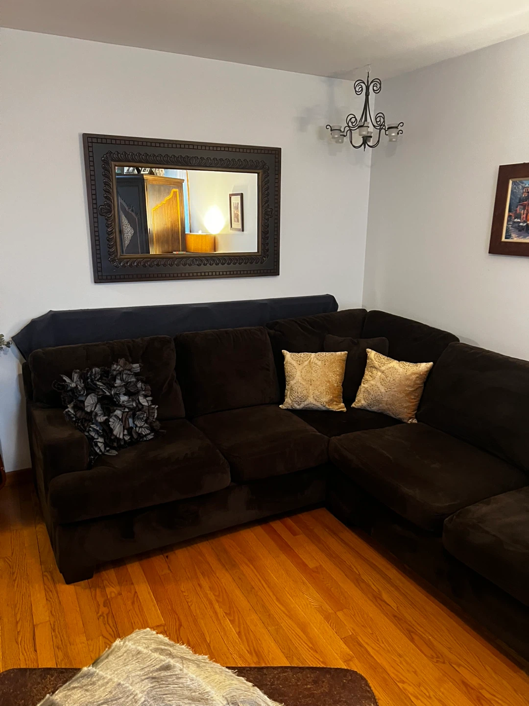 Brown Sectional Couch with Pillows - photo 4