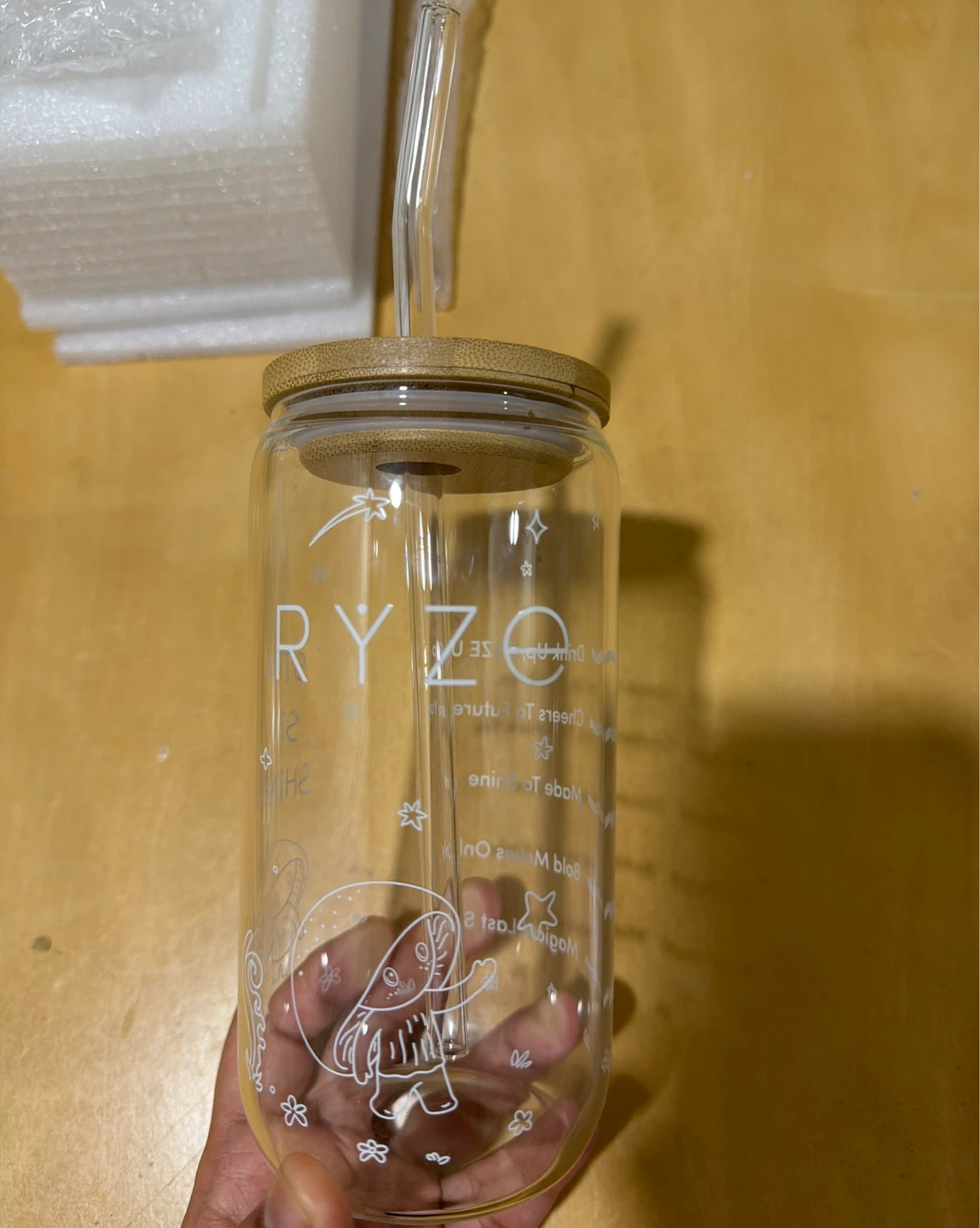 RYZE Iced Coffee Glass 16 oz with Bamboo Lid & Straw🧡 - photo 2