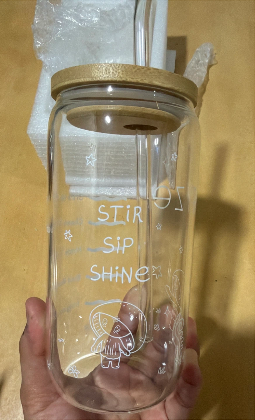 RYZE Iced Coffee Glass 16 oz with Bamboo Lid & Straw🧡 - photo 3
