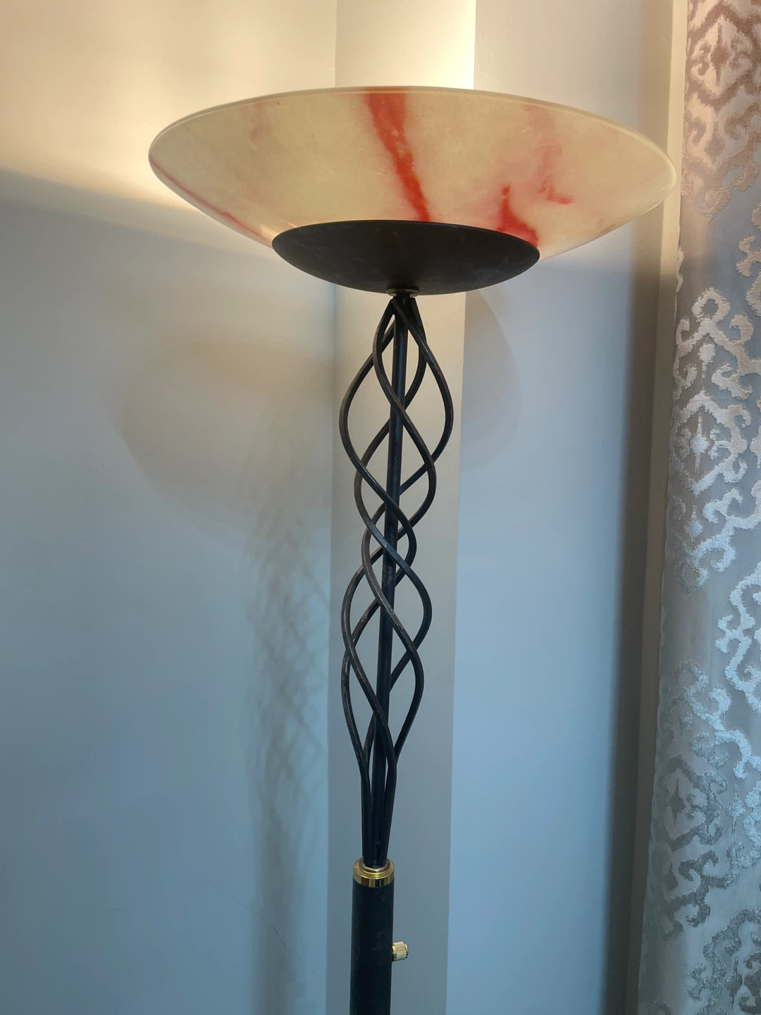 🧡 Vintage Floor Lamp with Alabaster Shade - photo 2