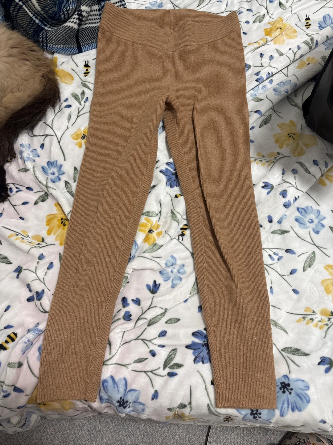 Brown Ribbed Knit Leggings gap  size mejume