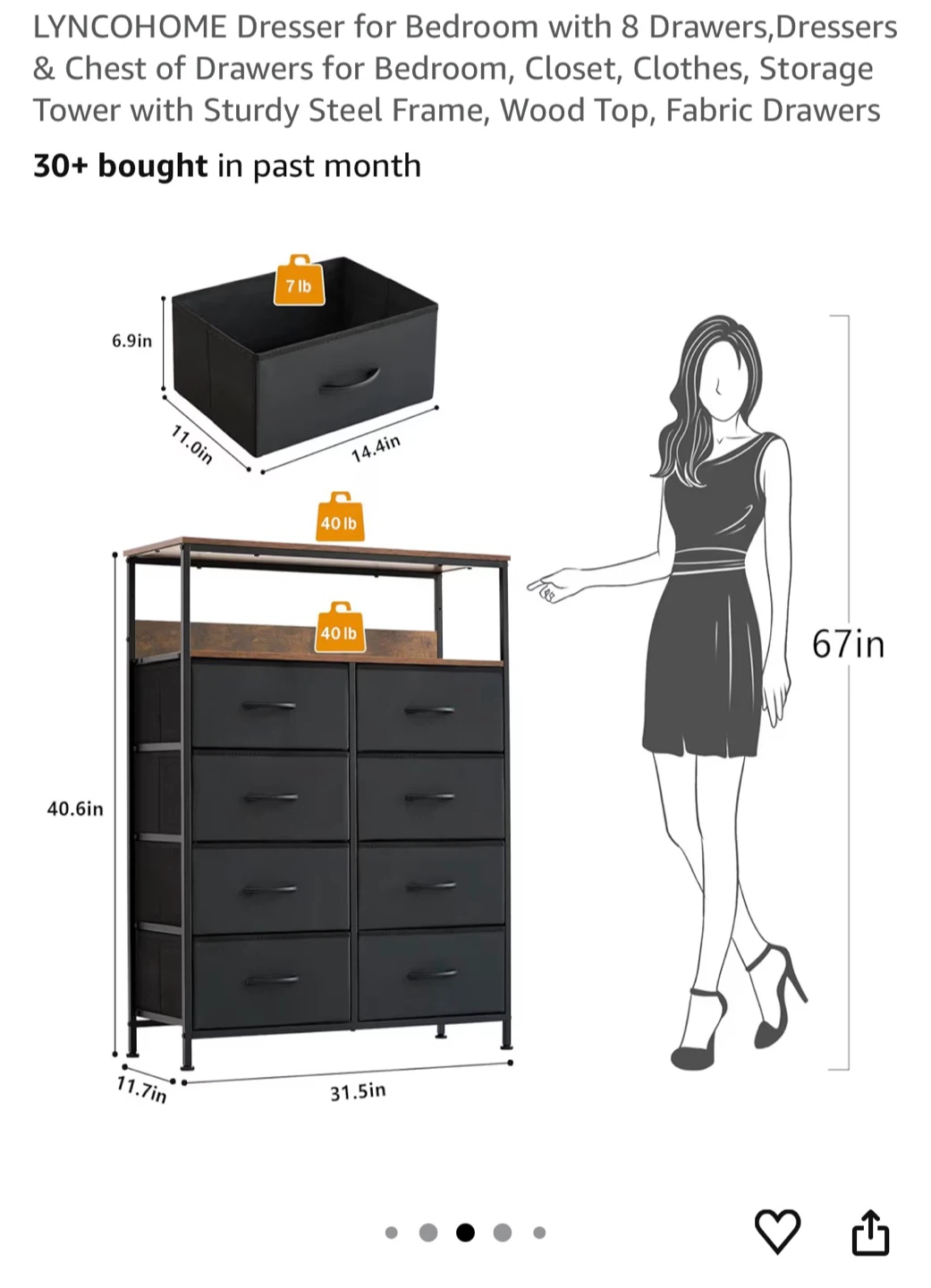 LYNCOHOME 8 Drawer Dresser Storage Tower - photo 2