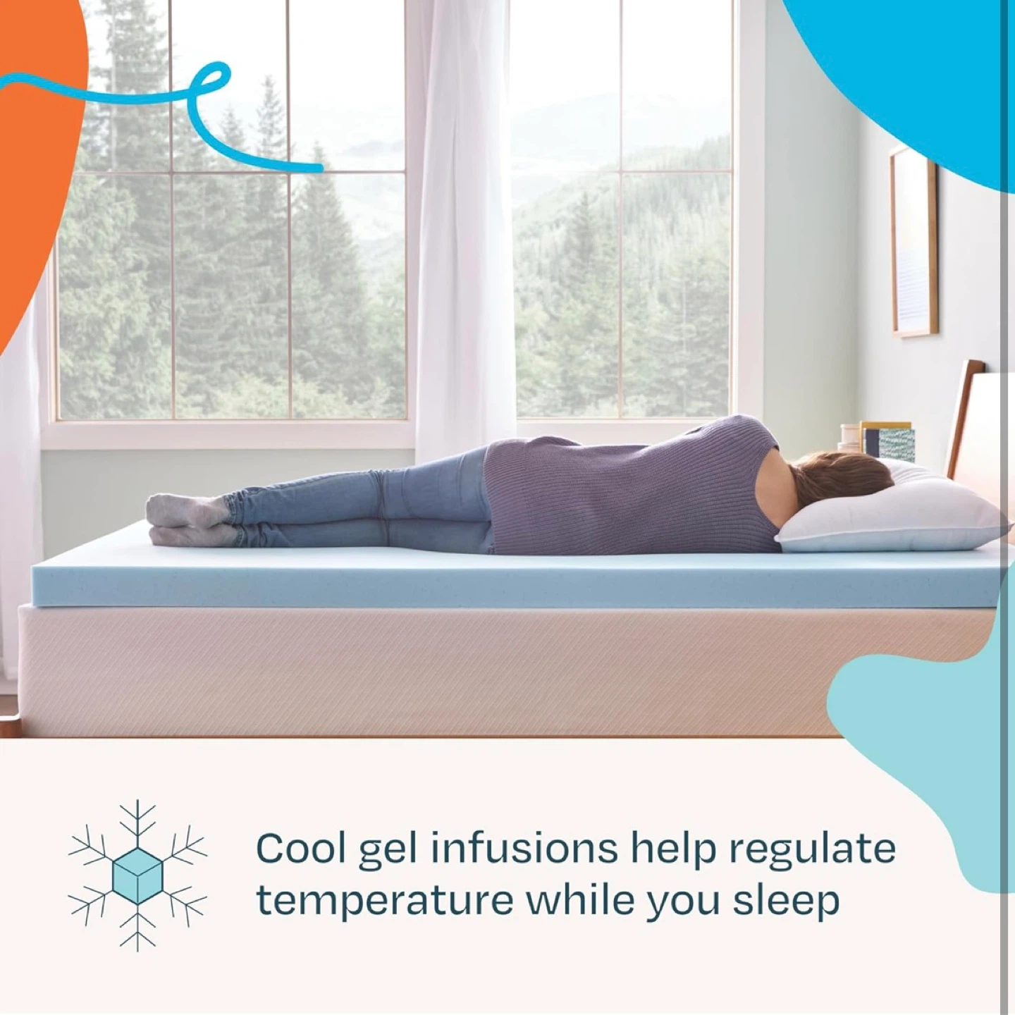 Linenspa memory foam mattress topper, full size - 3 inch gel - photo 3