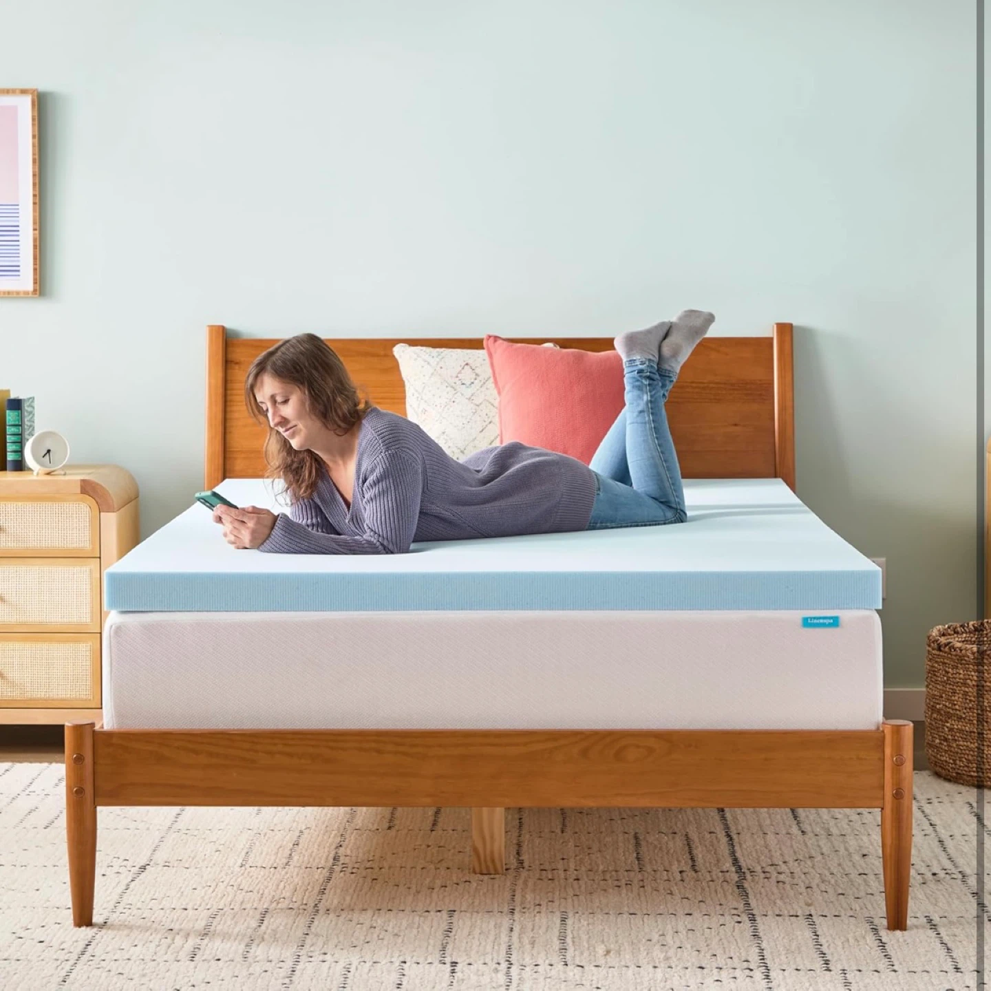 Linenspa memory foam mattress topper, full size - 3 inch gel - photo 2