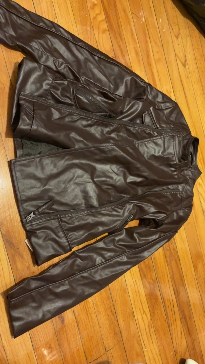 Brown Faux Leather Moto Jacket - photo 3