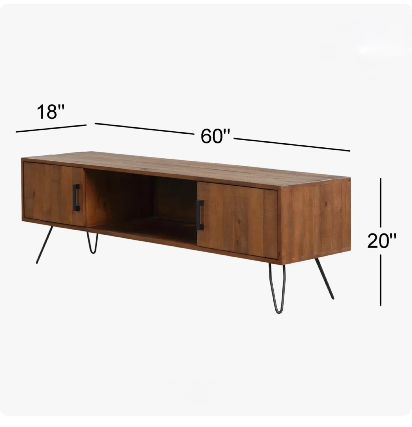 Mid-Century Modern Wood TV Stand with Storage - photo 2