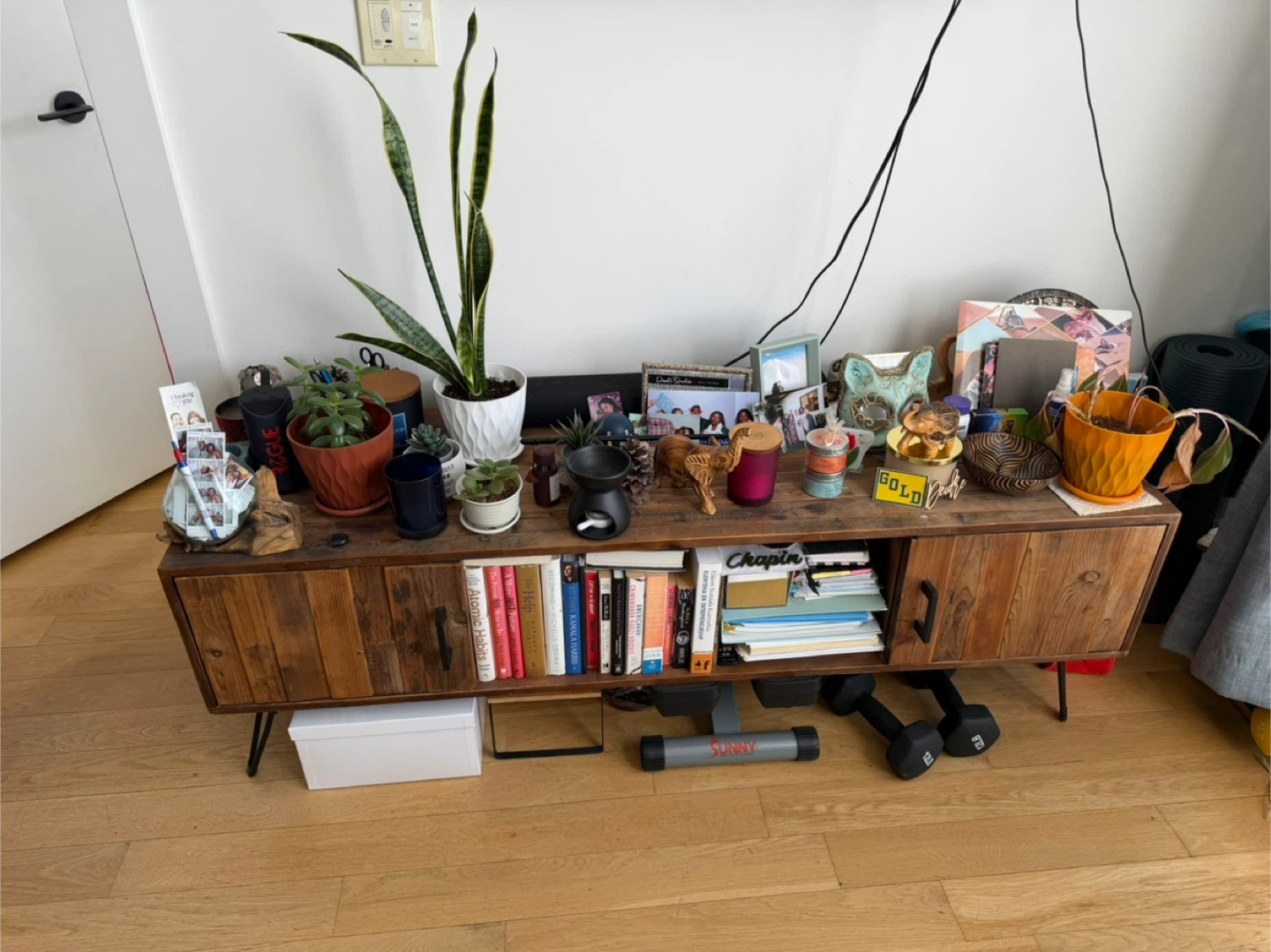 Mid-Century Modern Wood TV Stand with Storage - photo 4