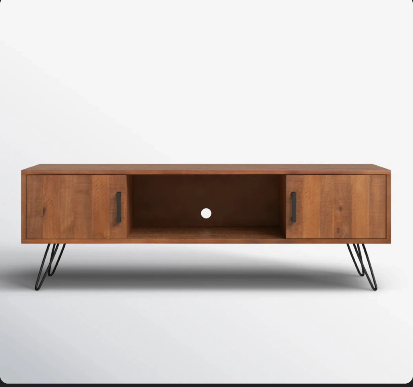 Mid-Century Modern Wood TV Stand with Storage - photo 3