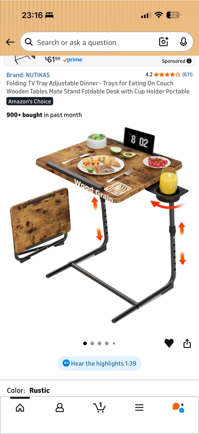 Folding TV Tray Table Desk 🧡 - photo 5