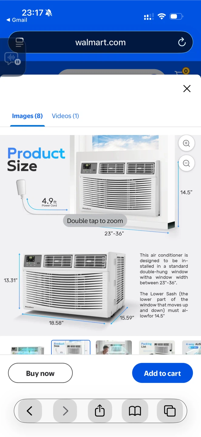 PhiloDeco 8000 BTU Window Air Conditioner