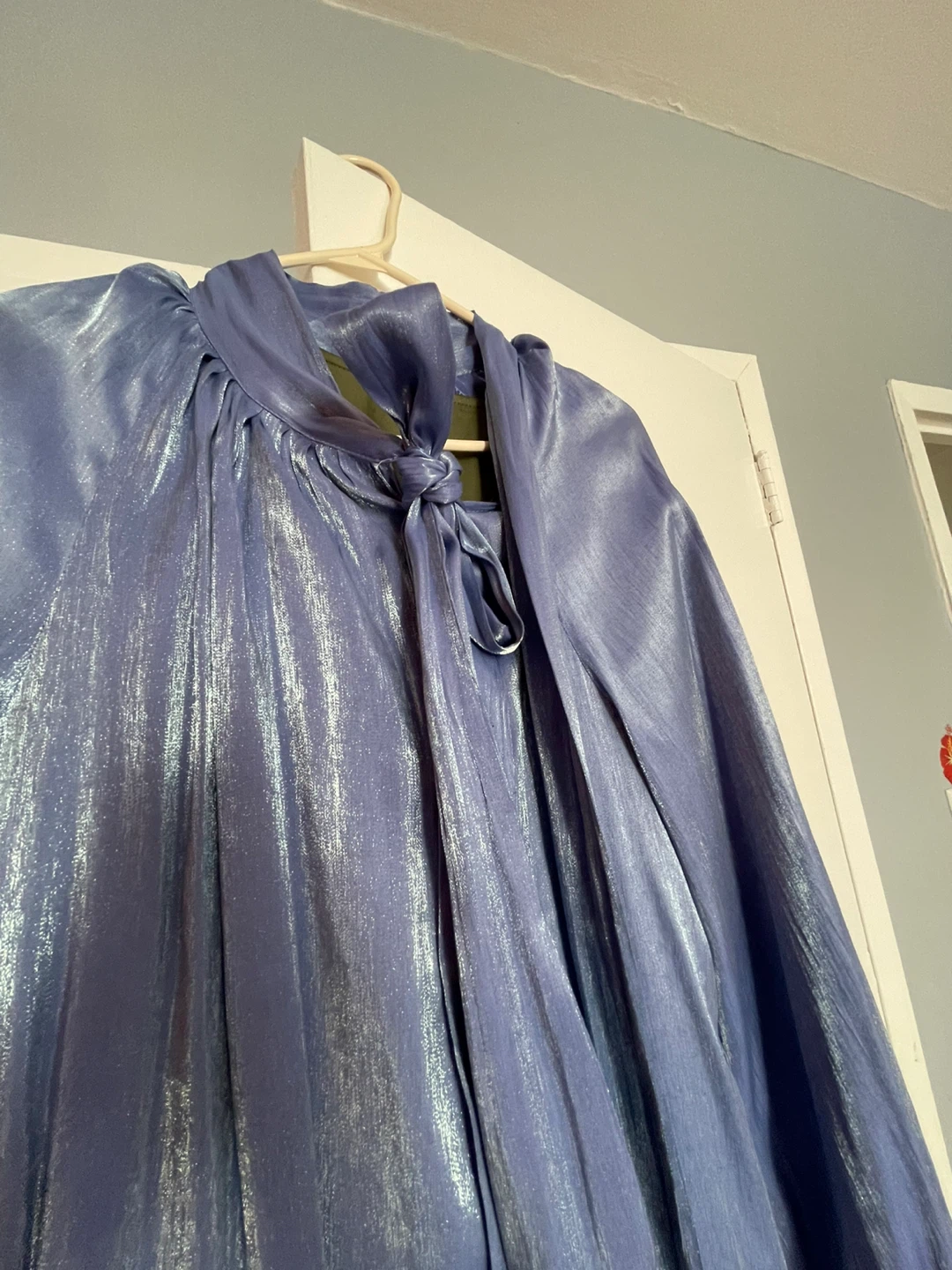 Blue Maxi Dress with Tie Neck - photo 2