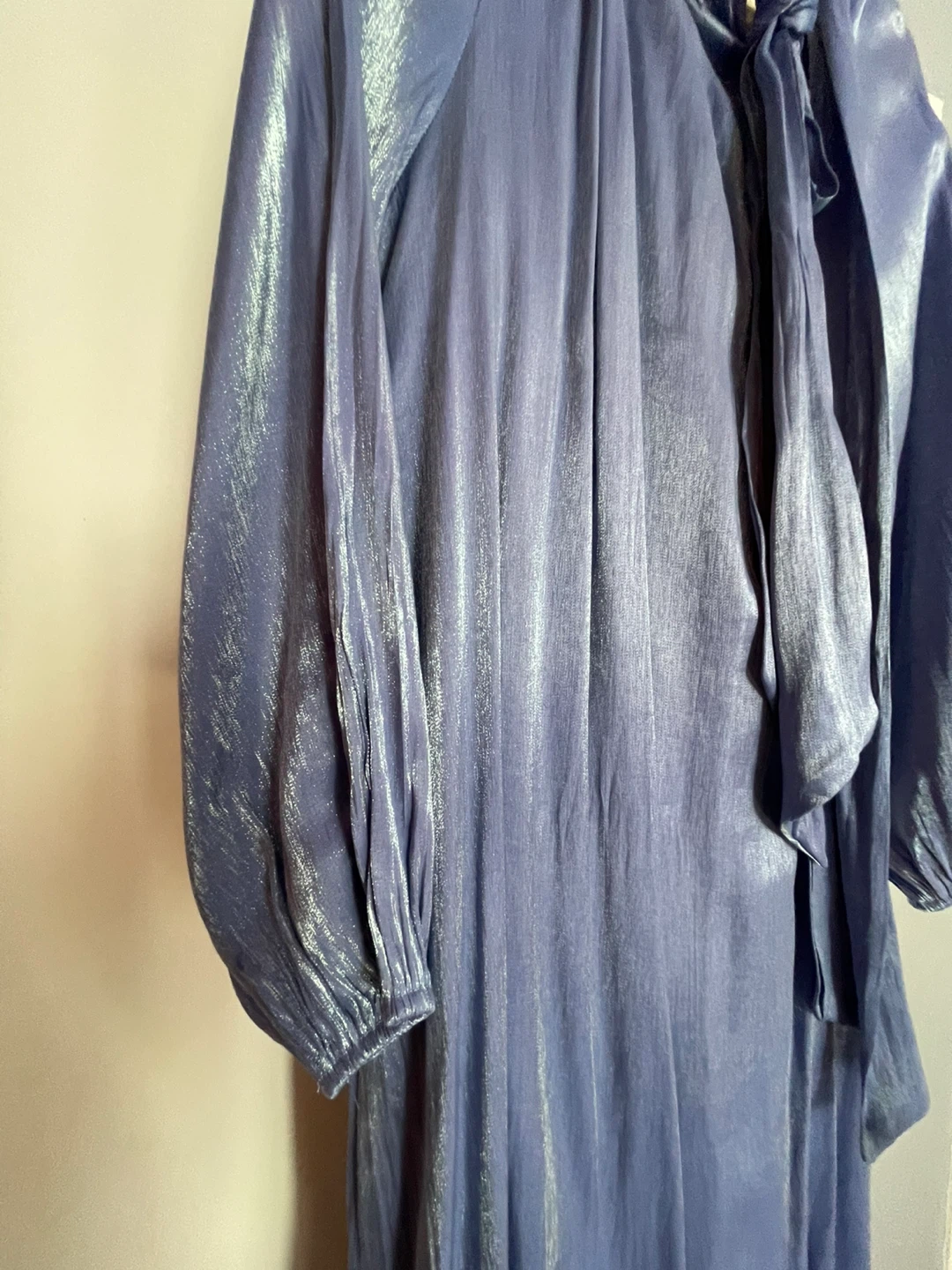 Blue Maxi Dress with Tie Neck - photo 3