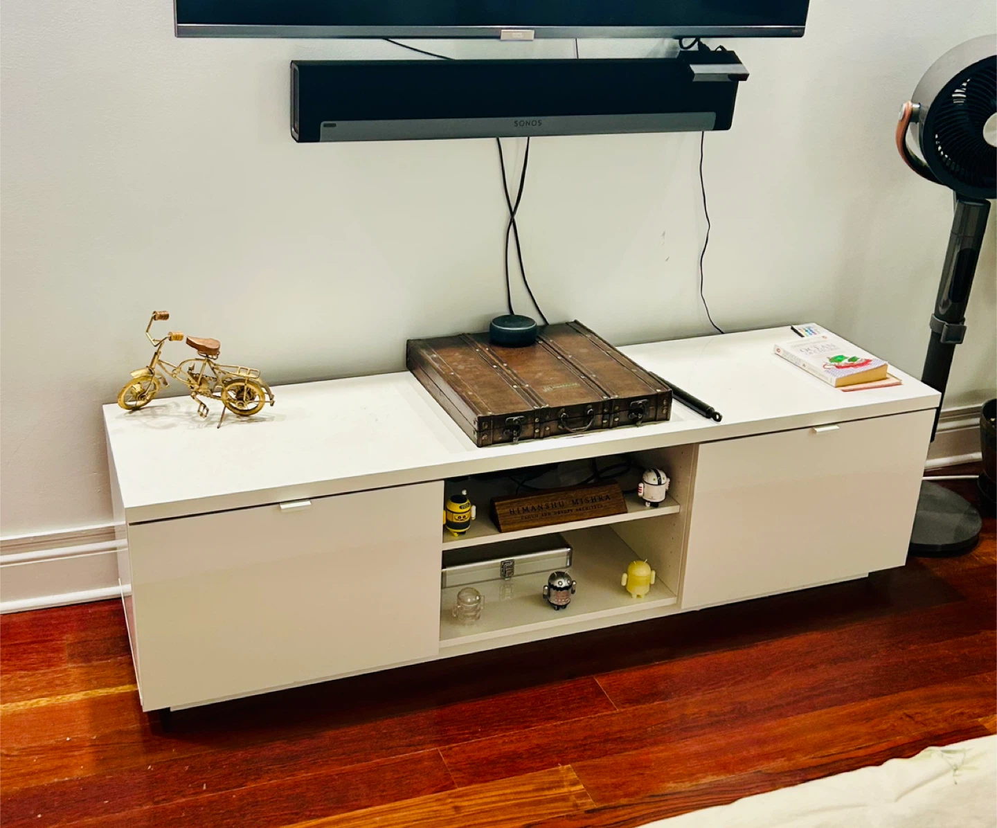 White Media Console / TV Stand with Storage - photo 3
