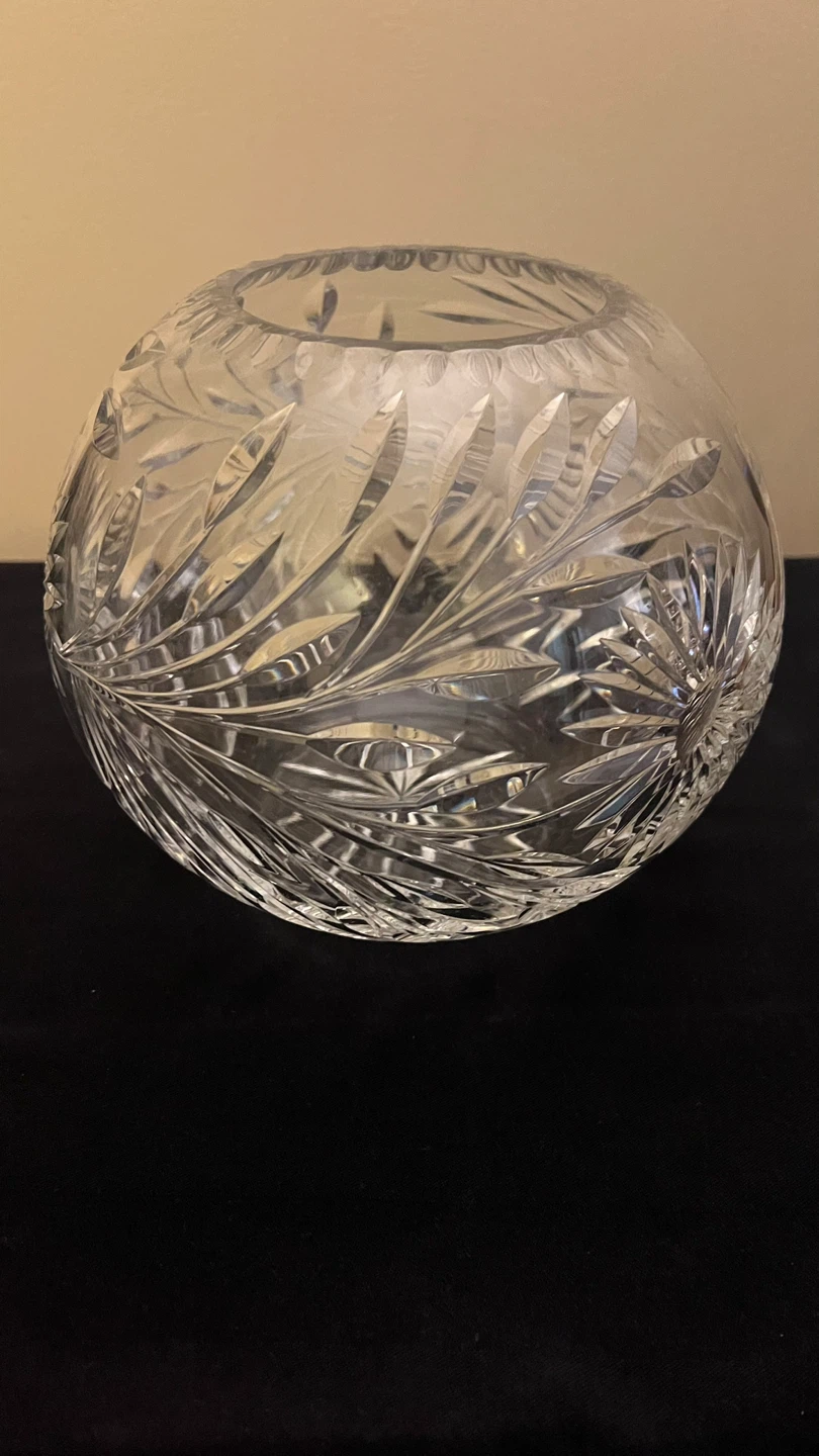 1960s Vintage Round Clear Crystal Glass Vase - photo 4