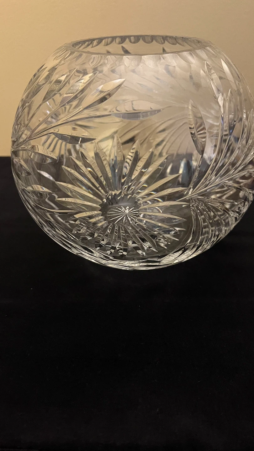 1960s Vintage Round Clear Crystal Glass Vase - photo 5