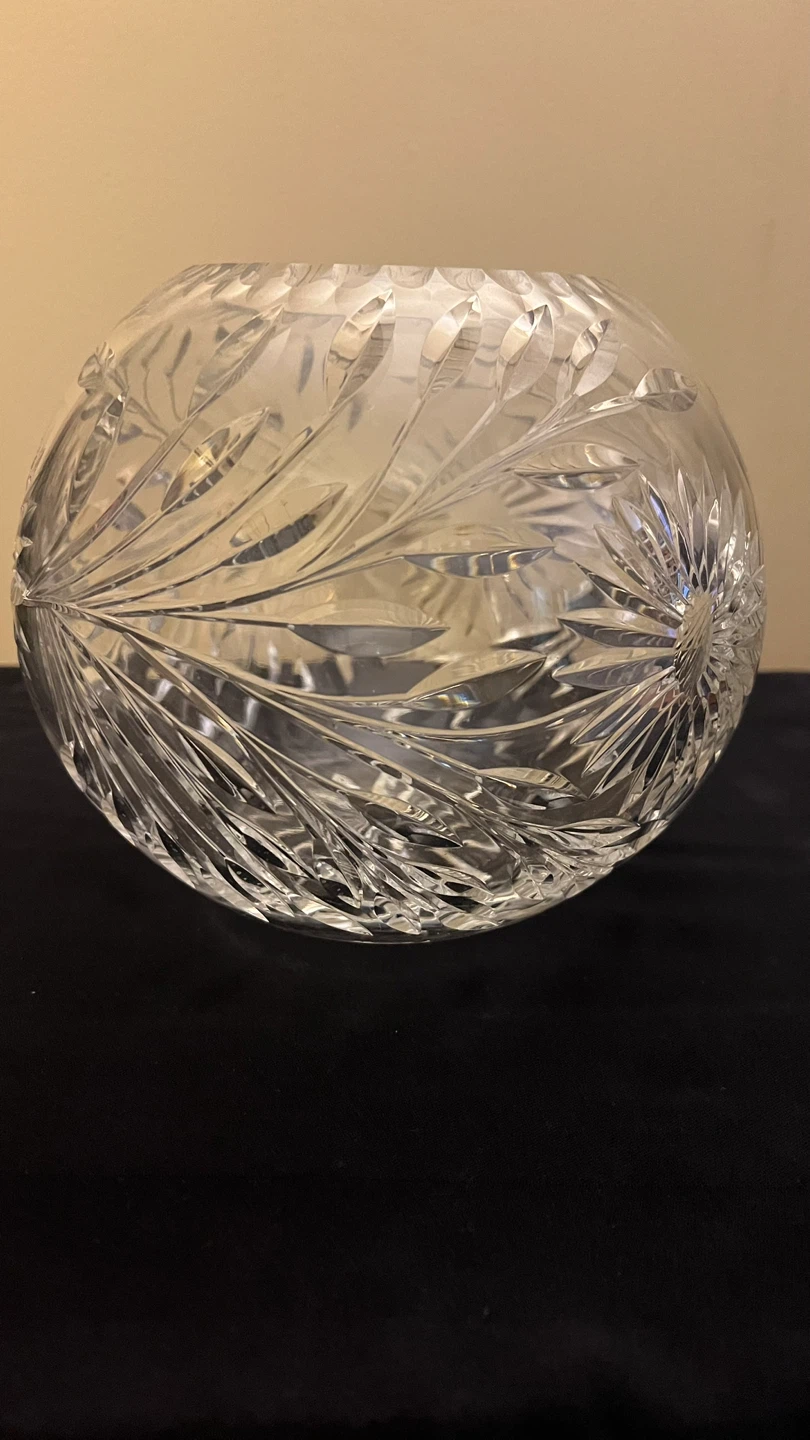 1960s Vintage Round Clear Crystal Glass Vase - photo 3