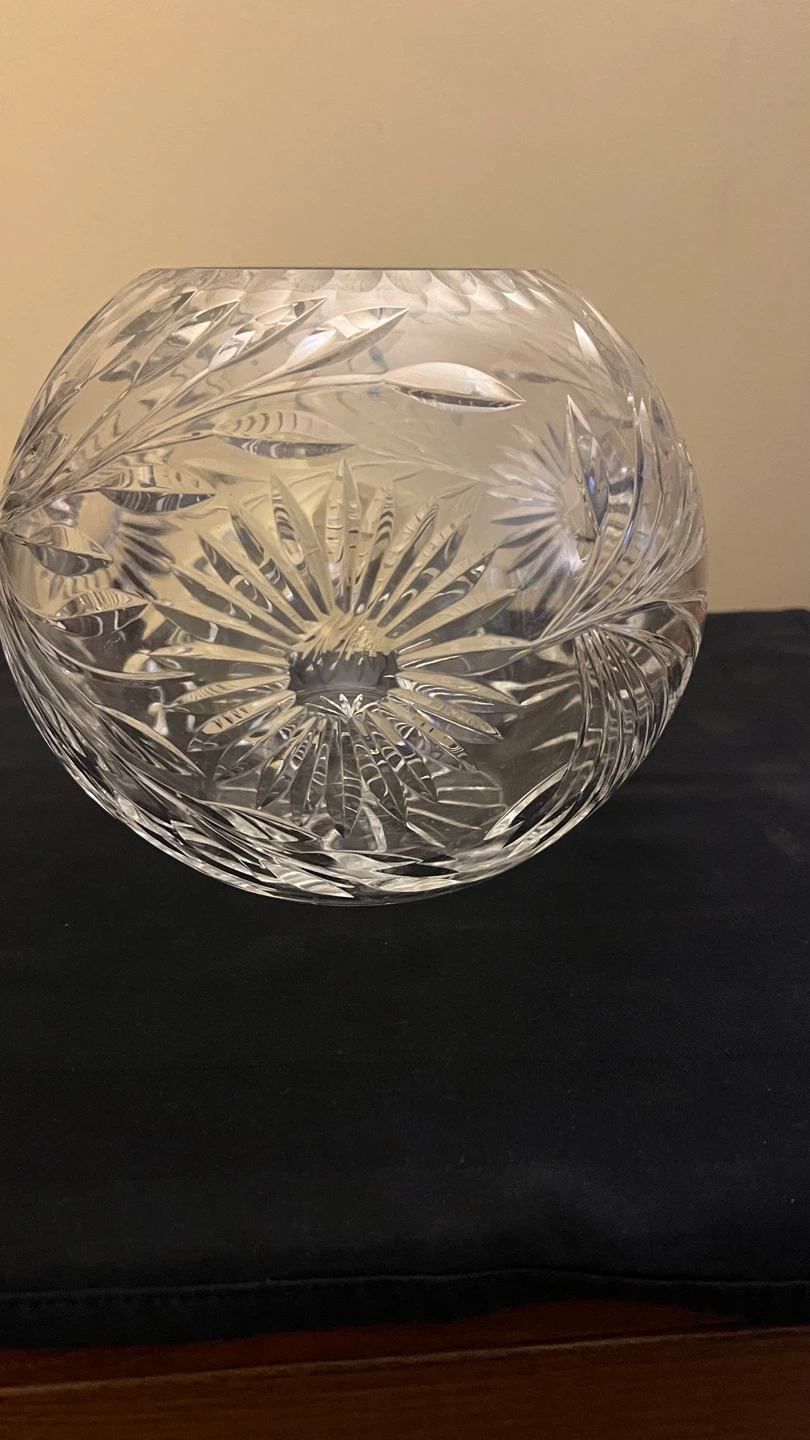 1960s Vintage Round Clear Crystal Glass Vase - photo 2