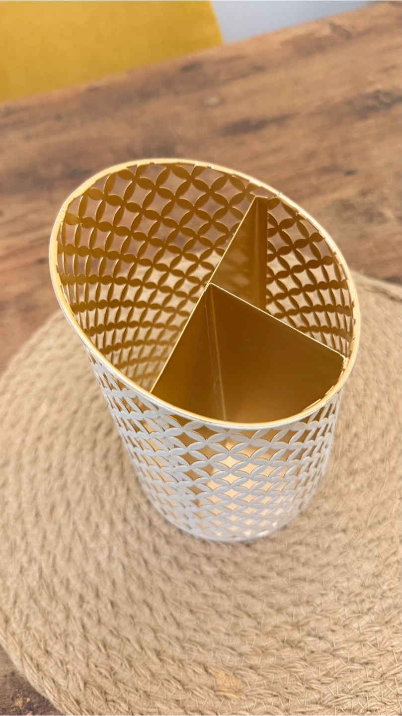 Gold and White 3-Compartment Organizer
