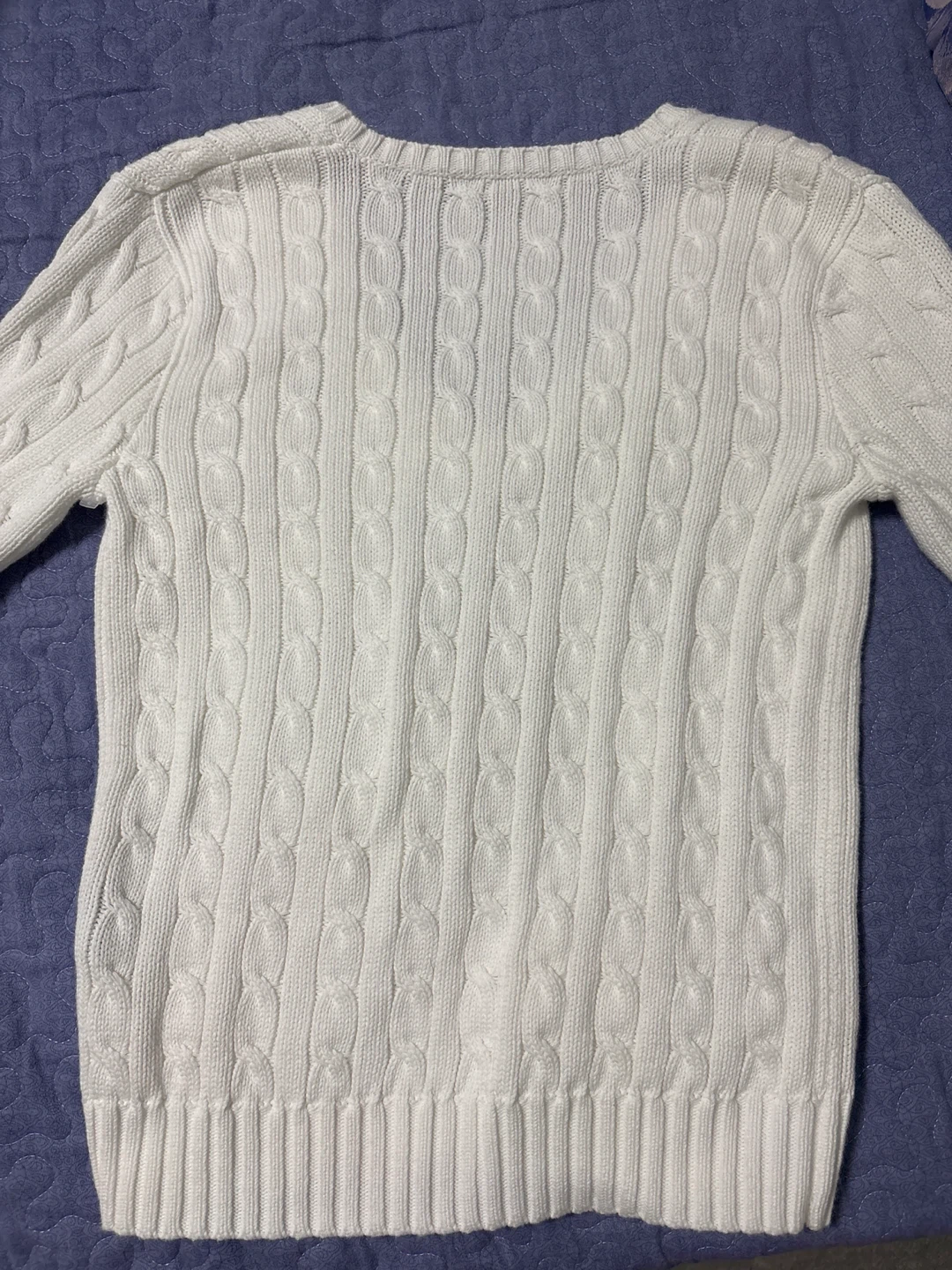 Women’s Ralph Lauren Sport White Cable Knit V-Neck Sweater - photo 4