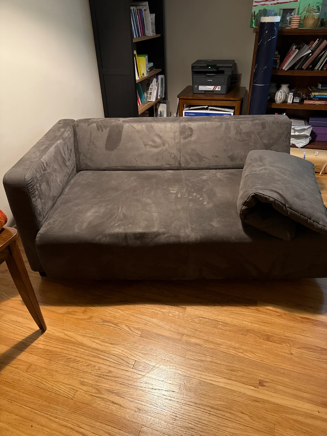 Dark Grey Suede Couch- usable