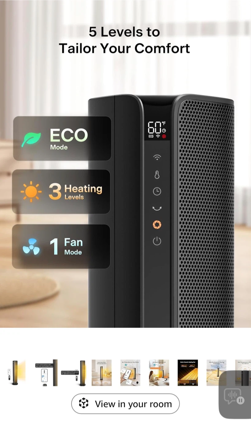 PELONIS 30" Smart Oscillating Tower Heater - photo 2