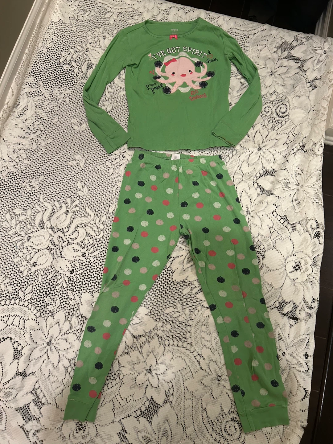 Gymboree Girls "I've Got Spirit!" Octopus Pajama Set Size 8
