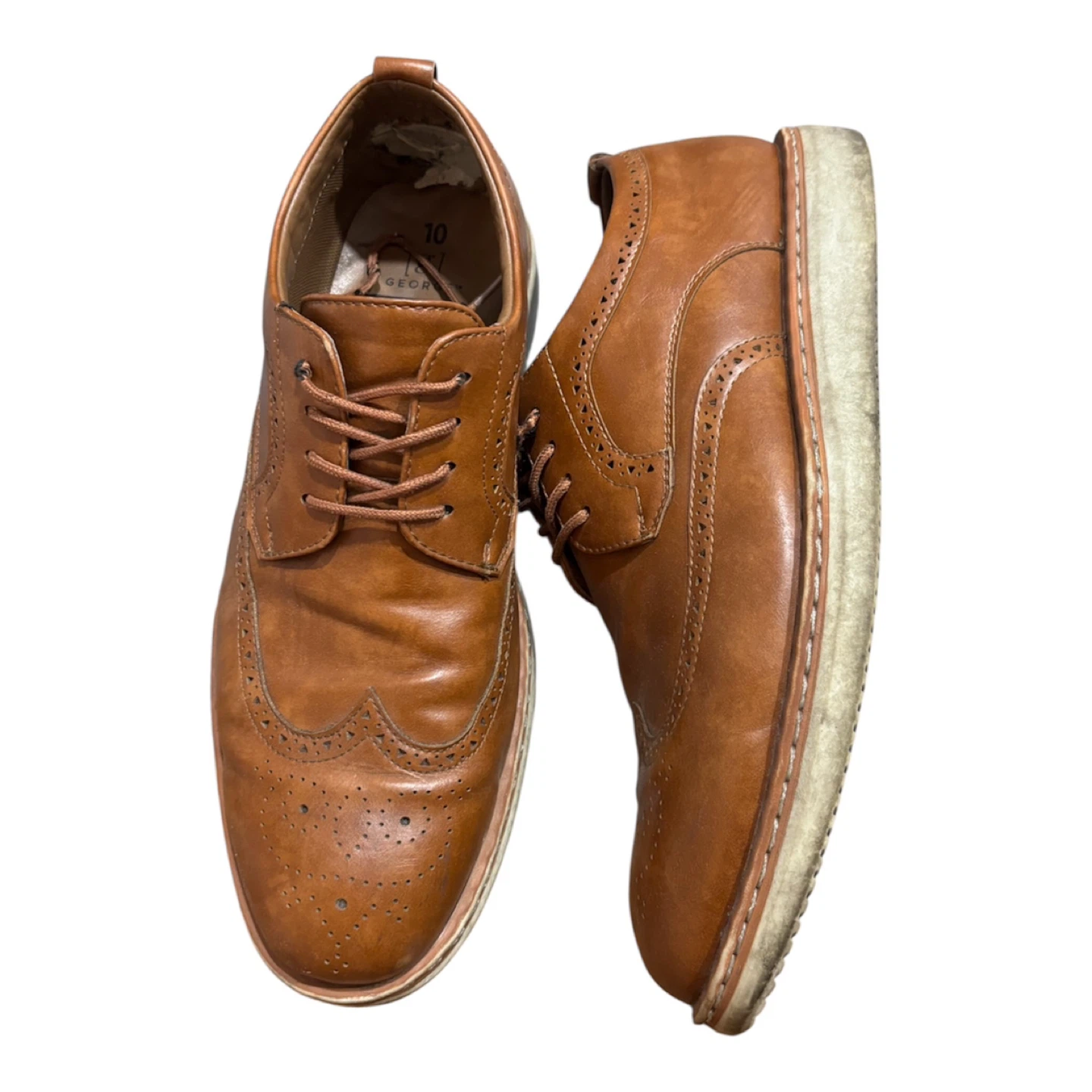 George Men's Brown Wingtip Oxford Shoes Size 10