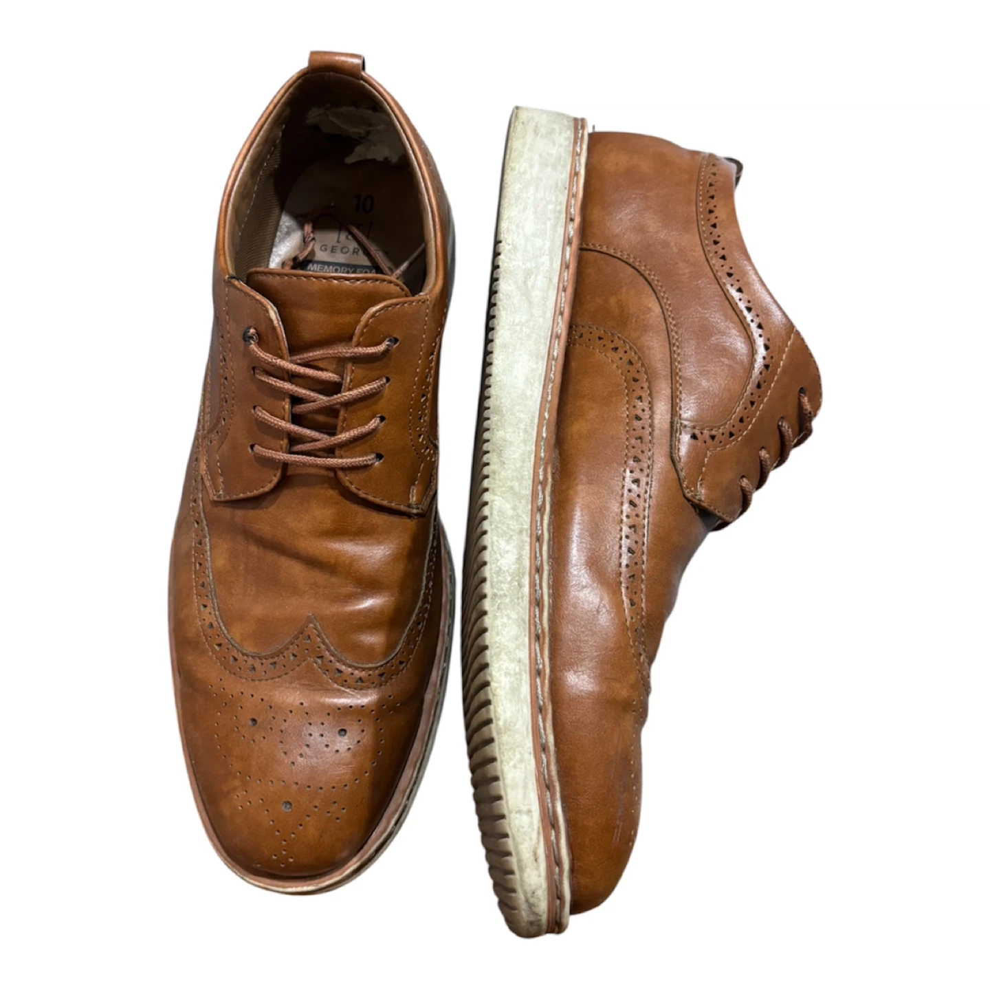 George Men's Brown Wingtip Oxford Shoes Size 10 - photo 3